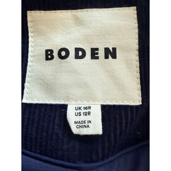Boden Navy Blue Corduroy Lined Blazer Jacket Women’s US 12R Cotton Academia - Picture 3 of 13